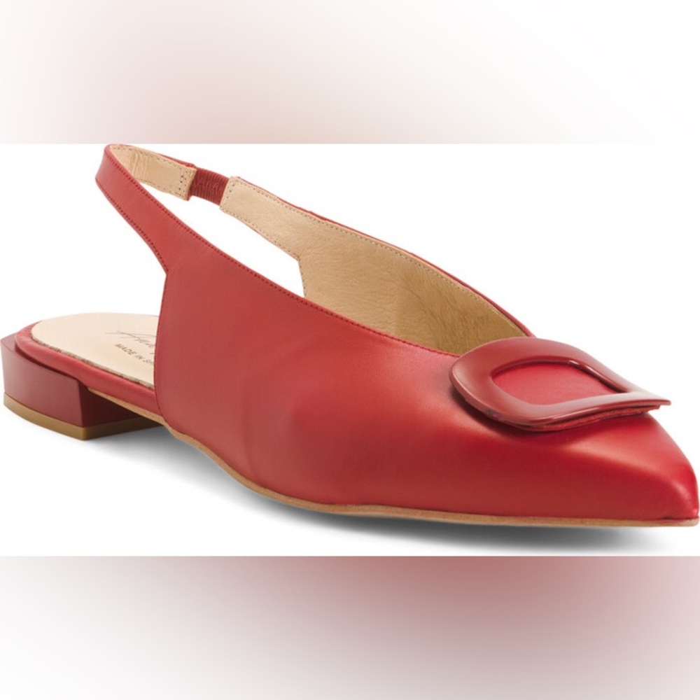 Ana Palma Red Leather Slingback Flats